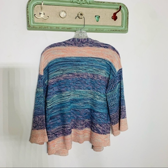 Style & Co Marled Knit crochet pastel spring open front cardigan sweater xs - Picture 7 of 7